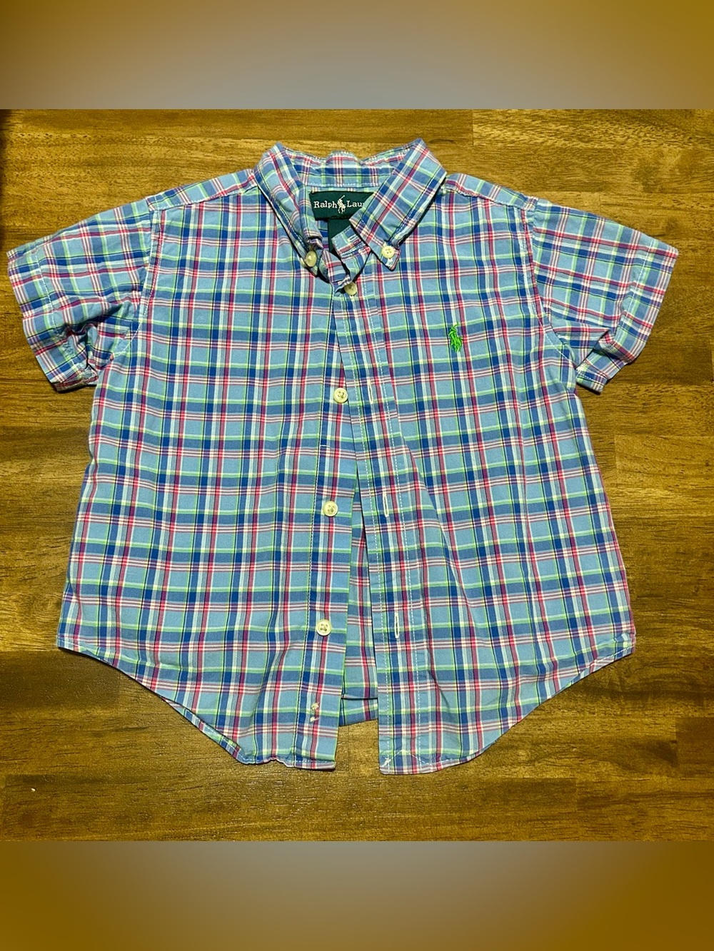 Ralph Lauren Blue, Pink & Green Plaid Button-Down Shirt
